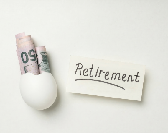 Eggshell with 50-euro notes symbolising retirement savings